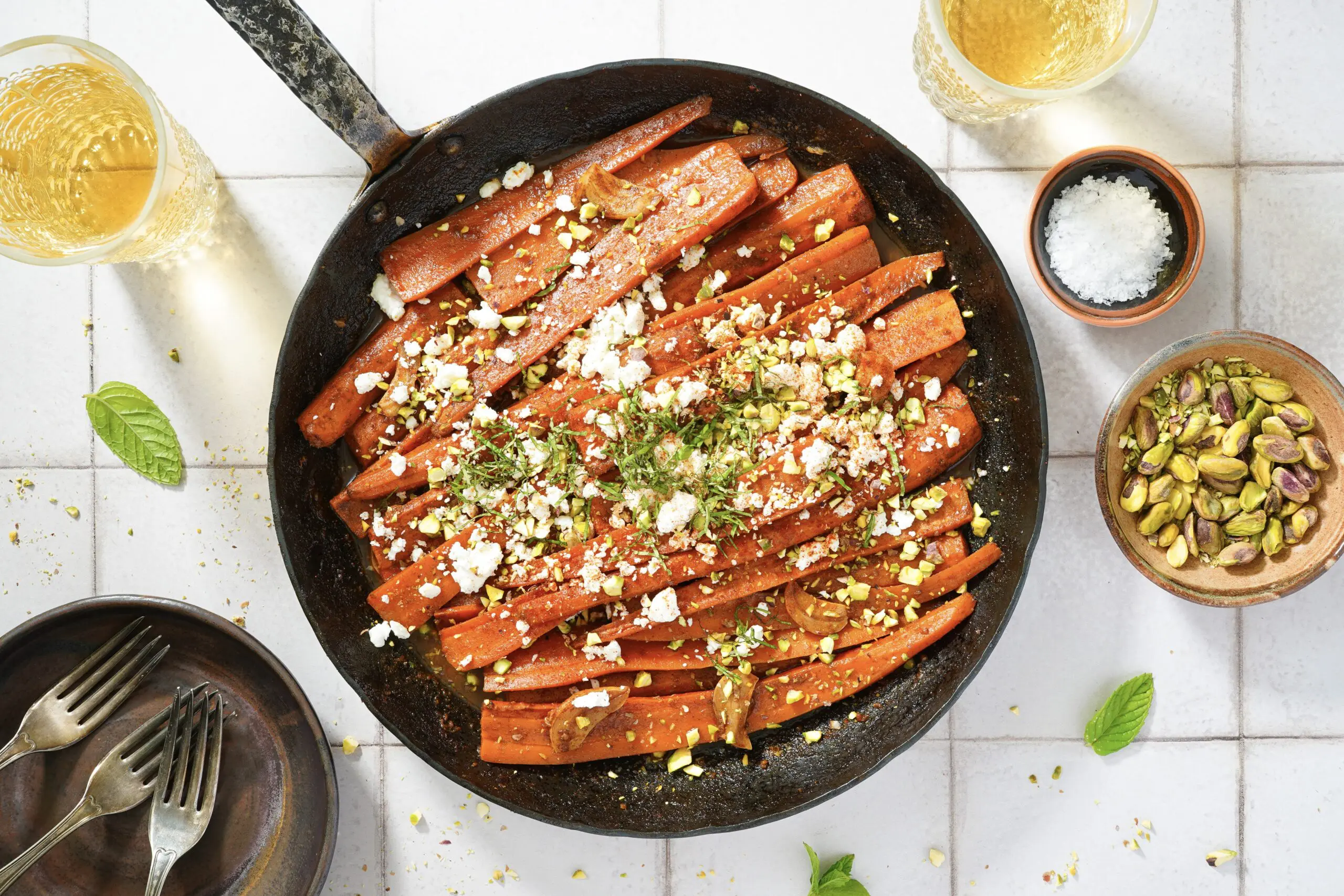 Spiced Cider-Braised Carrots with Feta and Mint